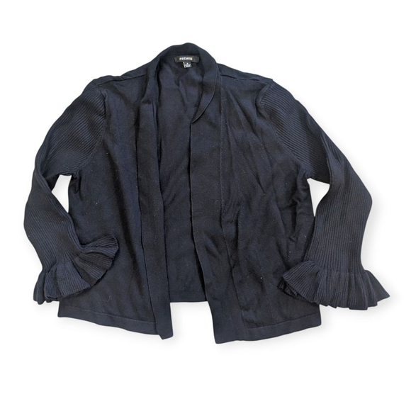 Premise Black Ruffle Sleeve Cardigan Sweater Small - Picture 2 of 11